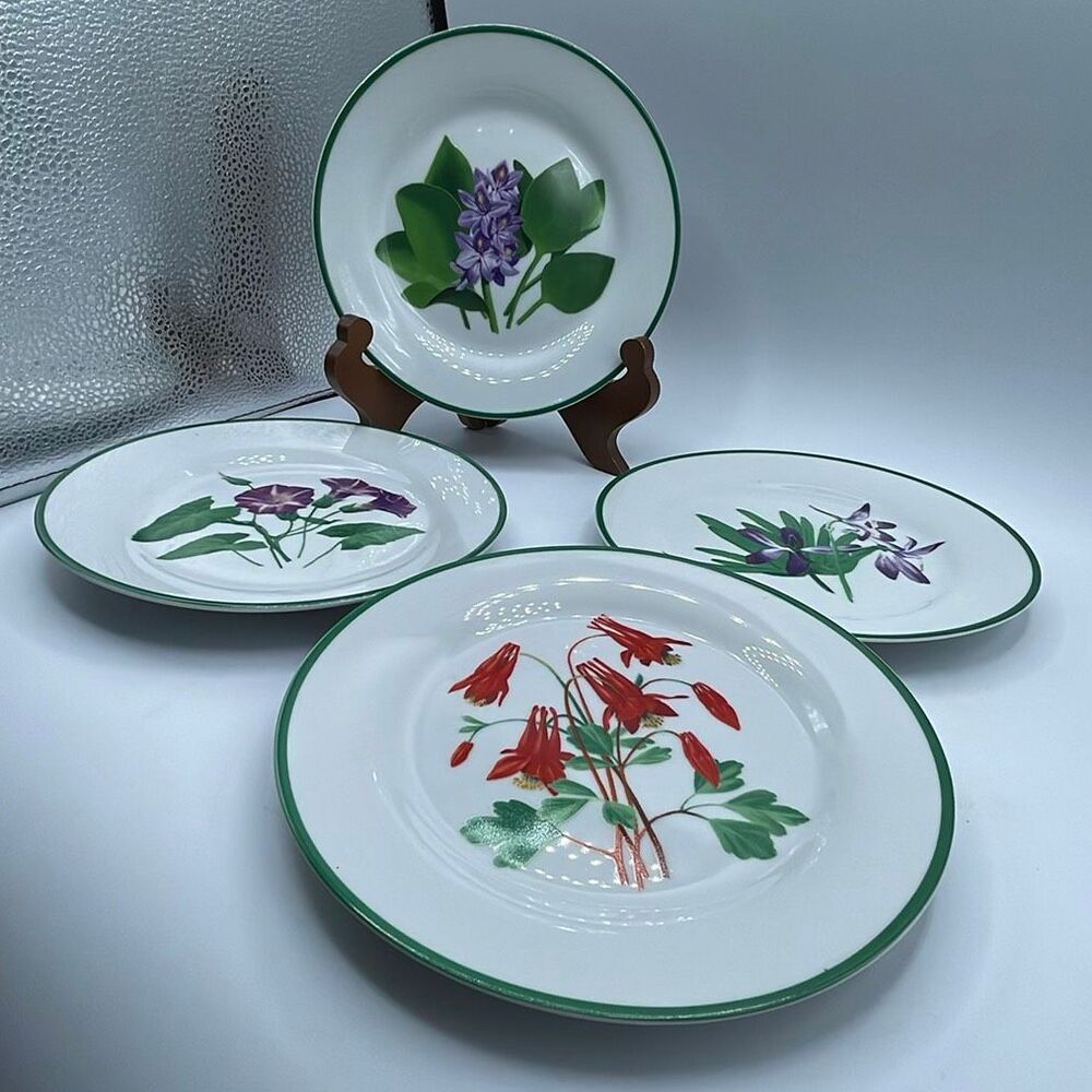 Set of 4 National Wildlife Federation botanical floral plates.